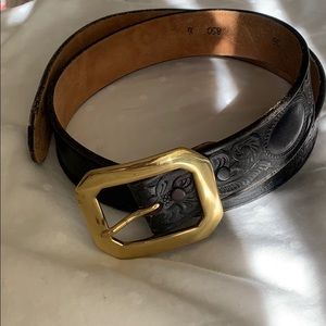 Floral pattern leather cowgirl belt